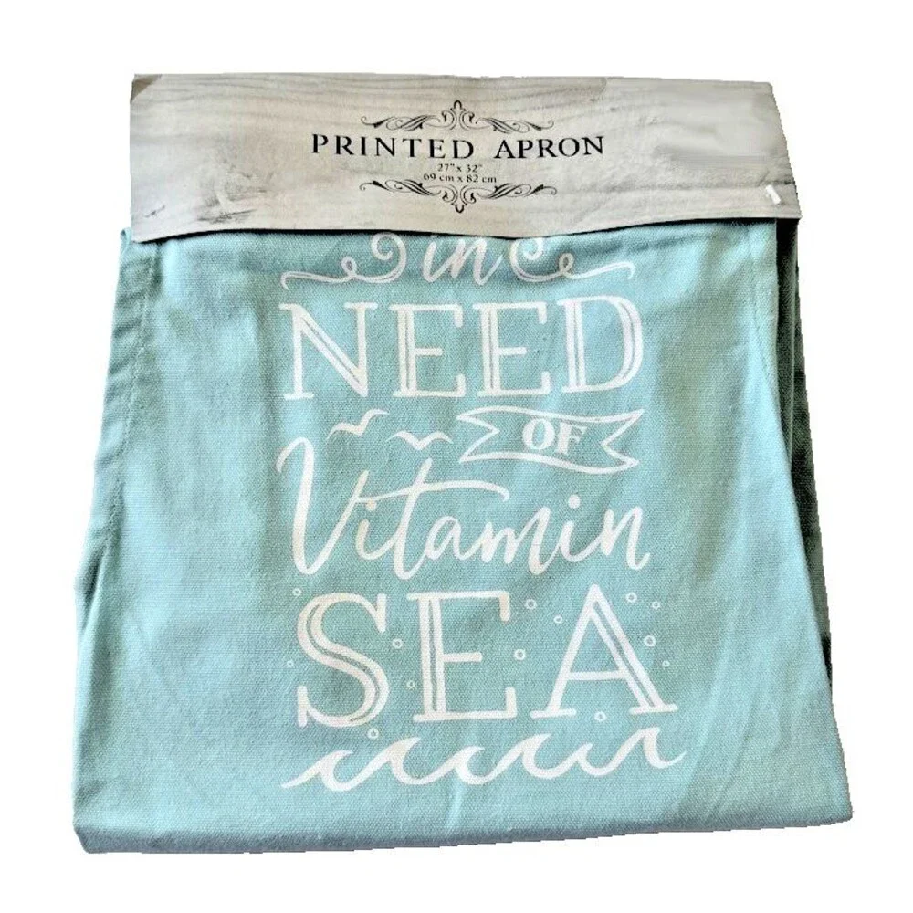 Nantucket Nautical Beach Printed Chef Apron 100% Cotton In Need Of Vitamin Sea